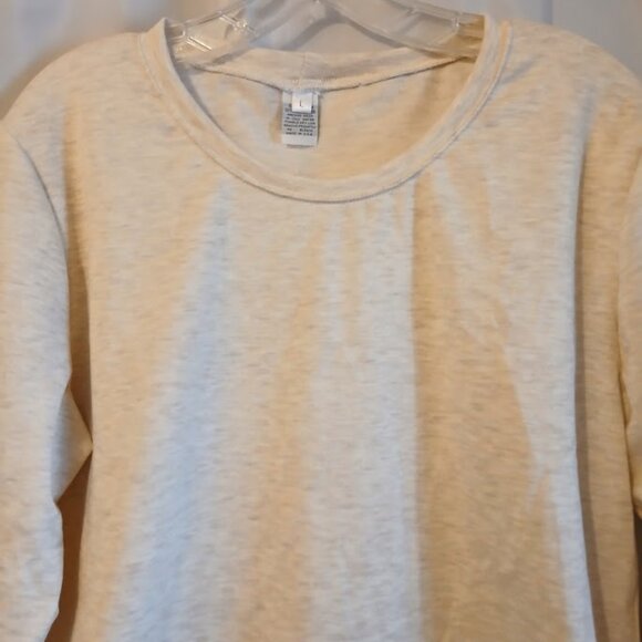 Nwt Scoop neck T-shirt Top womens L Cream Oatmeal Heathered Long sleeve terry - Picture 4 of 10